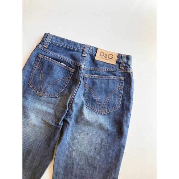 DOLCE & GABBANA Medium Rinse Mid Rise Boot Leg Jeans, Size 26 - Picture 5 of 12